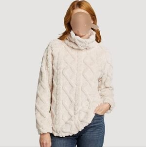 Eddie Bauer Off White Cable Fleece Pullover